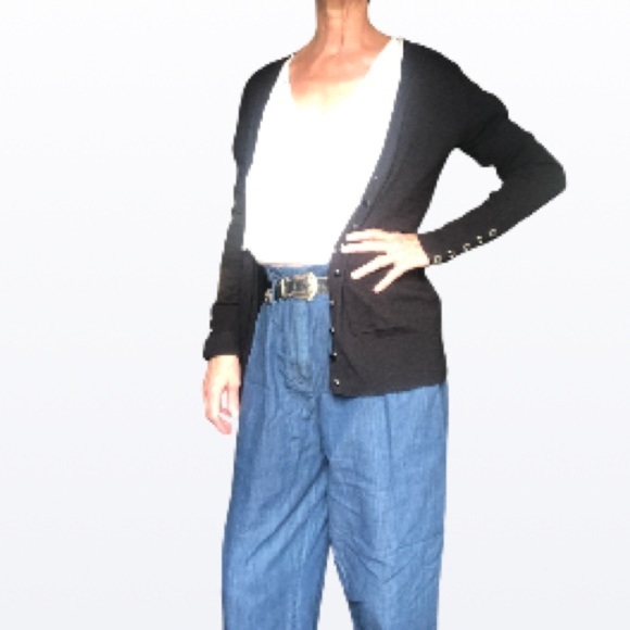 Cashmere Cotton Blend  button-up v-neck cardigan - Alfred Sung pure - Picture 2 of 12